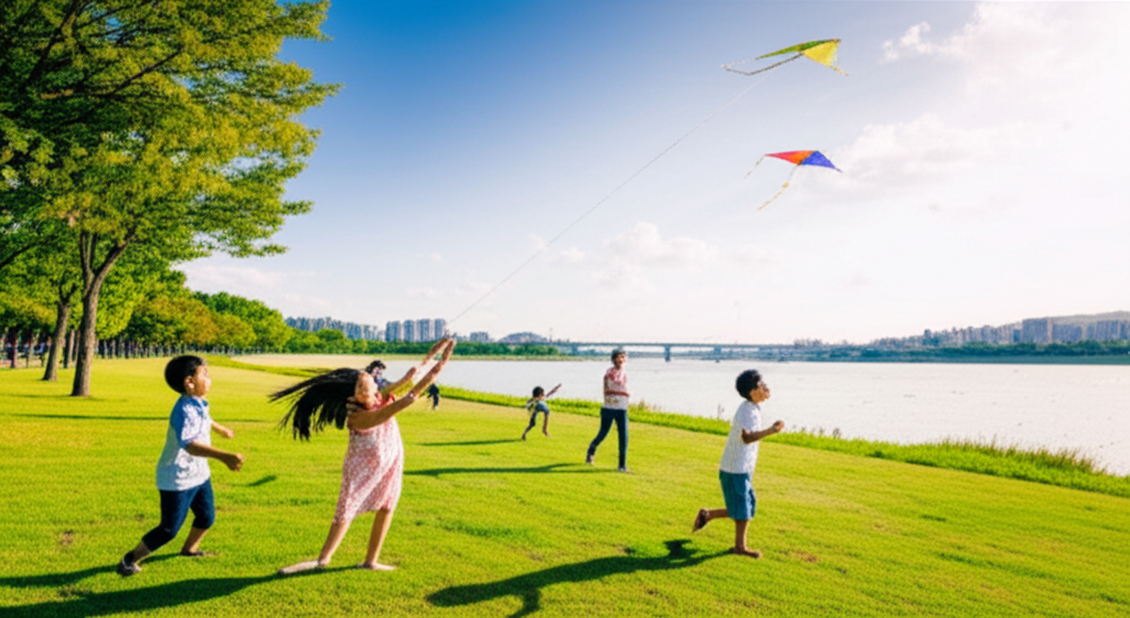 한강의 아름다운 풍경과 함께, 아이들의 웃음소리가 가득한 곳
