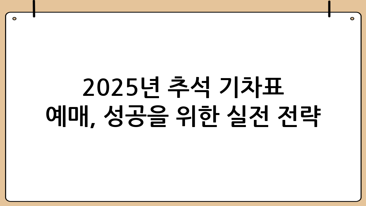 2025년 추석 기차표 예매, 성공을 위한 실전 전략