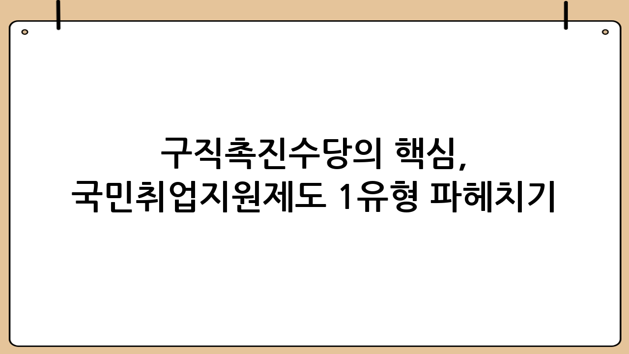 구직촉진수당의 핵심, 국민취업지원제도 1유형 파헤치기
