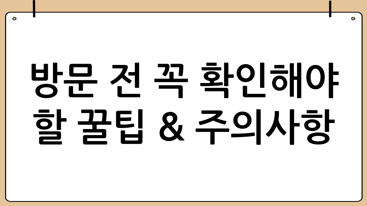 방문 전 꼭 확인해야 할 꿀팁 & 주의사항