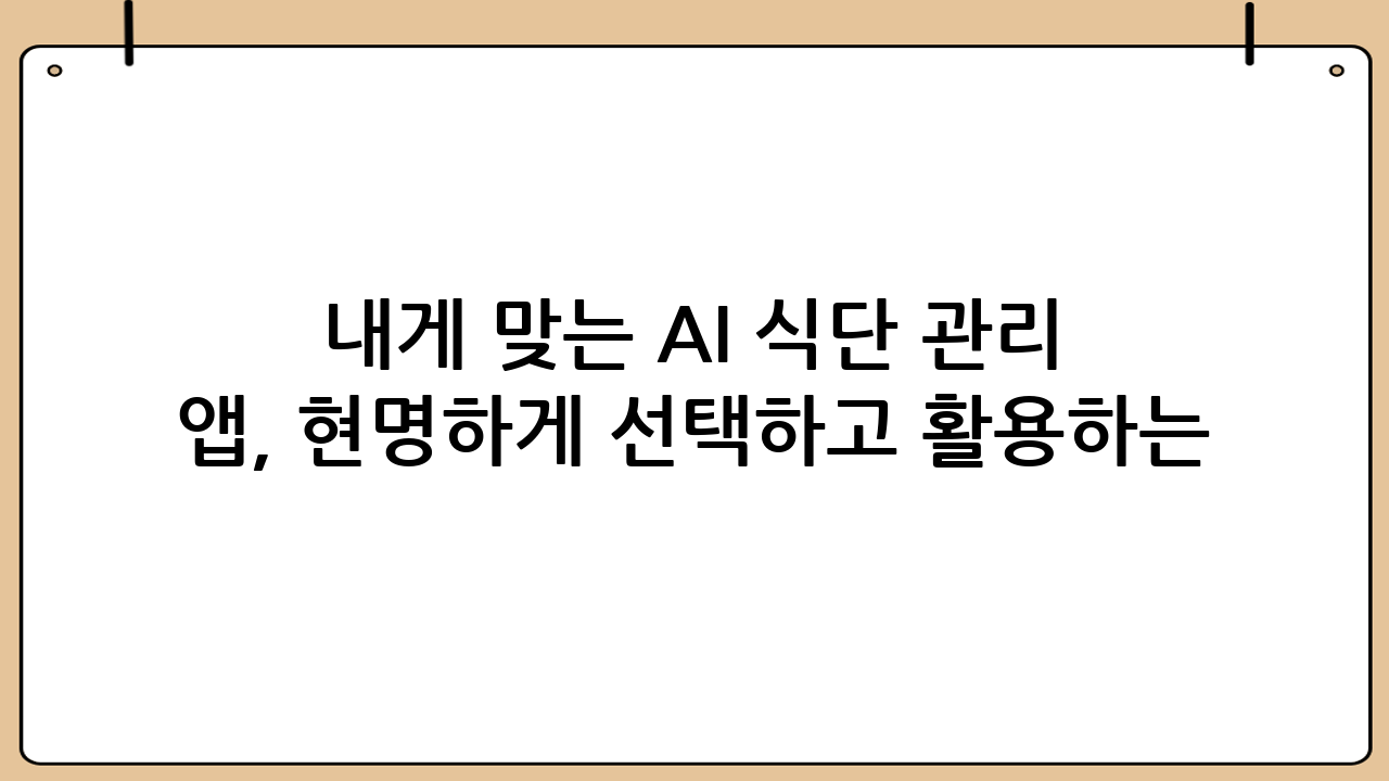내게 맞는 AI 식단 관리 앱, 현명하게 선택하고 활용하는 법